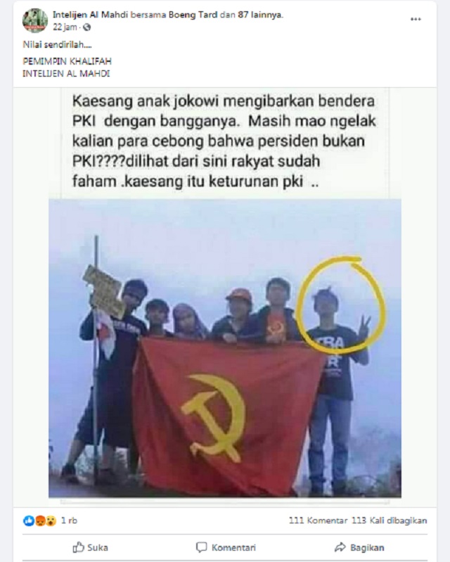  Foto Penampakan Kaesang Anak Jokowi Bangga Kibarkan Bendera PKI? Ini Faktanya