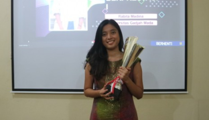 Rabita Madina juara 1 kategori sarjana Pilmapres Nasional 2020. Foto: UGM/Humas