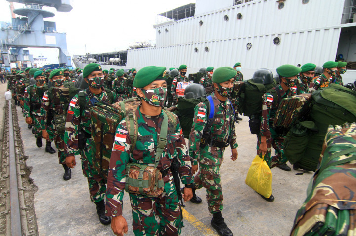 Kepulangan 450 Satgas Pamtas RI-Malaysia