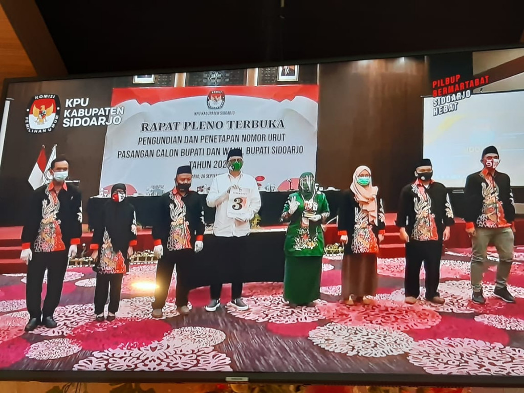Pilbup Sidoarjo: Kelana-Dwi Astutik Ditetapkan Paslon Nomor Urut 3