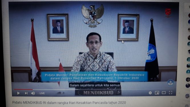Nadiem: Lilin Pancasila Menerangi Kegelapan di Masa Pandemi