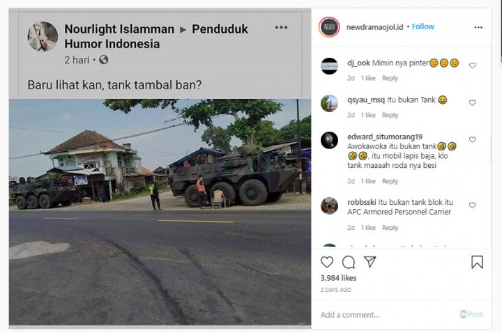 Pemandangan Unik, Panser Mampir ke Tambal Ban Pinggir Jalan
