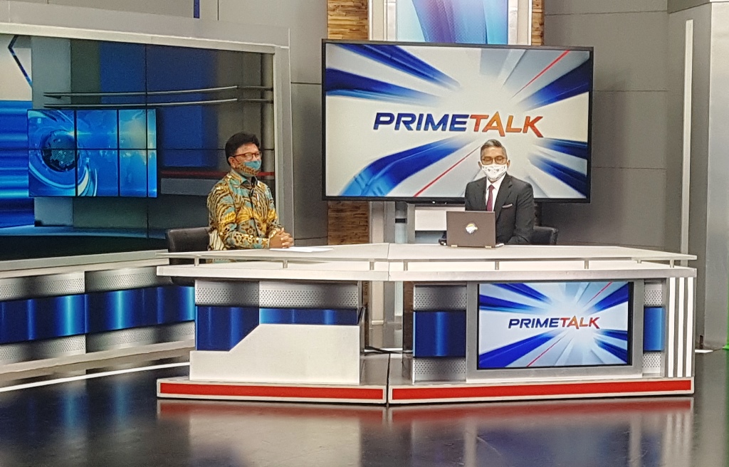 Menkominfo Johnny G Plate berbicara pada program Prime Talk Metro TV, Selasa, 7 Oktober 2020 (Foto:Dok.MetroTV)