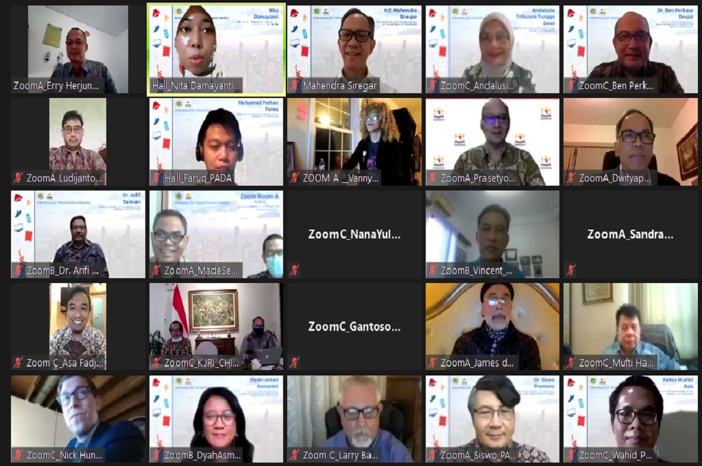 Wamenlu AS mengikuti temu daring Indonesia-US Virtual Business Meeting pada Jumat, 9 Oktober 2020. (Kemenlu RI) 