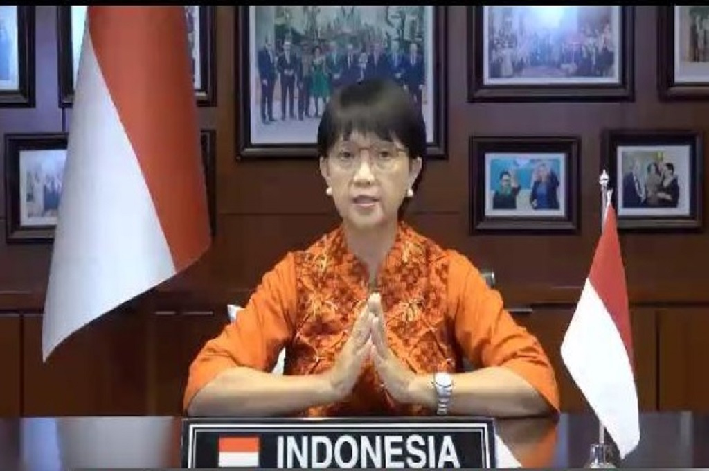 Menlu Retno Marsudi dalam Konferensi Tingkat Menteri GNB pada Jumat, 9 Oktober 2020. (Kemenlu RI)