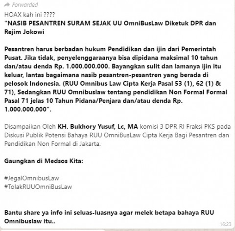 Cek Fakta Nasib Pesantren Terancam Dengan Uu Ciptaker Omnibus Law Ini Fa