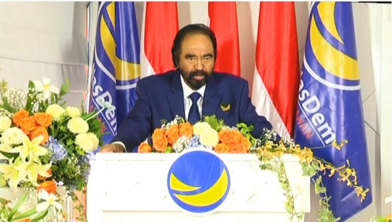 Ketum NasDem Surya Paloh berpidato untuk HUT ke-9 NasDem, Rabu, 11 November 2020. Foto: Medcom.id/Theofilus Ifan Sucipto