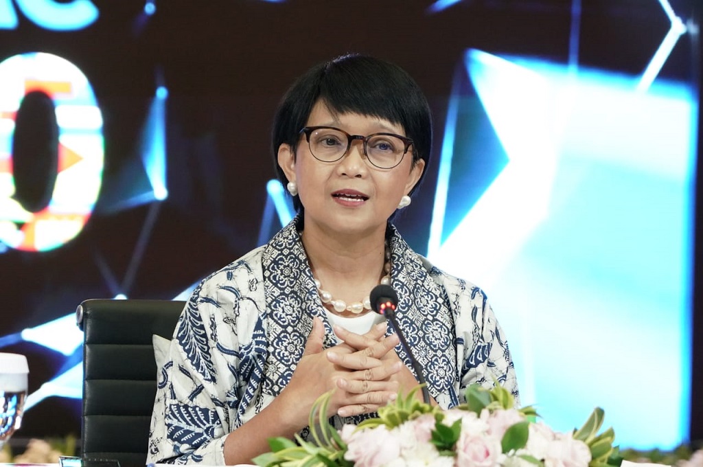 Menlu Retno Marsudi dalam rangkaian forum bisnis INA-LAC pada 9-11 November 2020. (Kemenlu RI) 