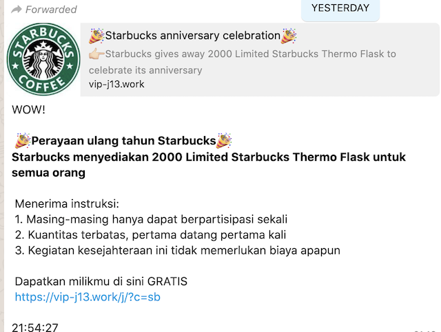 Tangkapan layar informasi yang beredar melalui pesan WhatsApp