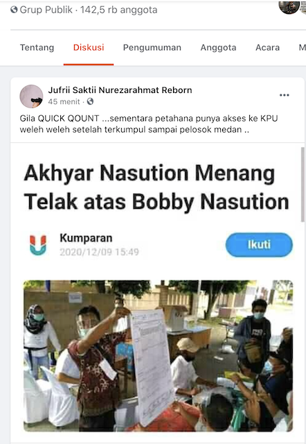 [Cek Fakta] Akhyar Nasution Menang Telak atas Bobby Nasution? Ini Faktanya