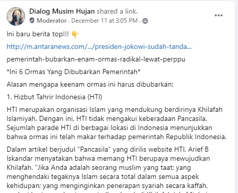 Tangkapan layar berita palsu Foto:Facebook
