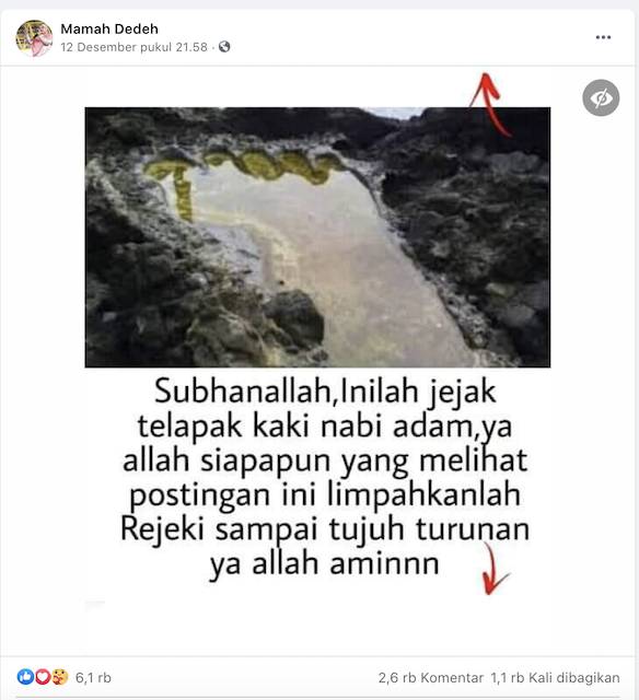 Tangkapan layar pemberitaan palsu di media sosial. Foto: Facebook