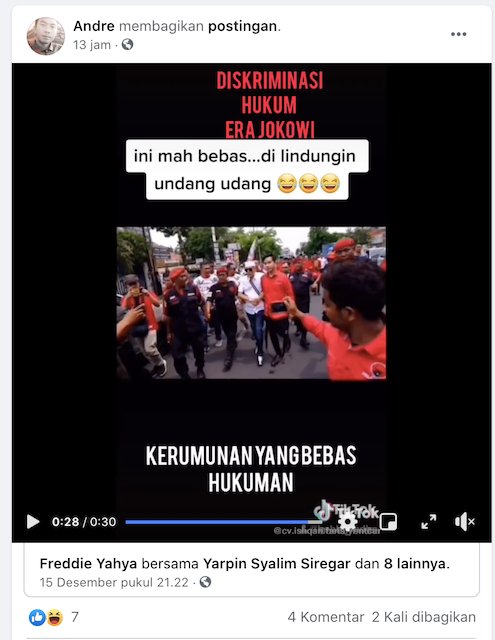 [Cek Fakta] Video Kerumunan Gibran yang Bebas Hukuman? Ini Faktanya