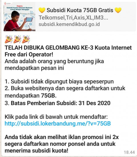 Chek Fakta Kuota Internet 75 GB Dari Kemendikbud Ini FaktaNya Chek Fakta Kuota Internet 75 GB Dari Kemendikbud Ini FaktaNya