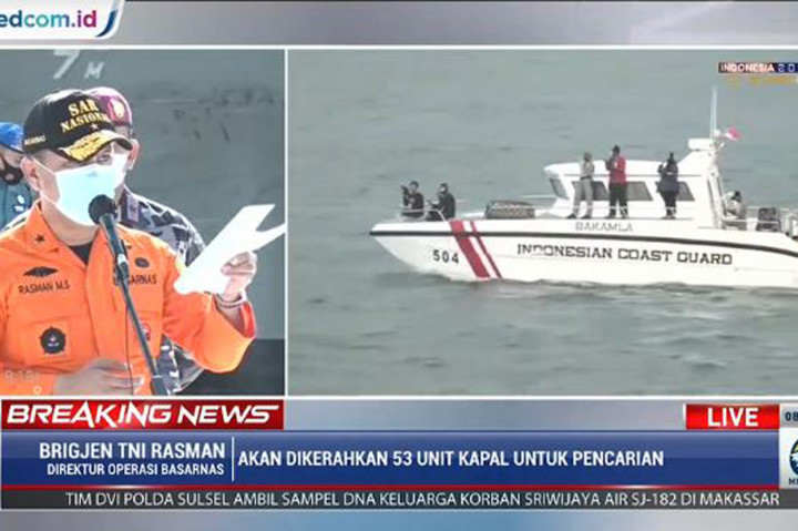 Tim SAR Kerahkan 53 Kapal untuk Pencarian Sriwijaya Air Hari Ini