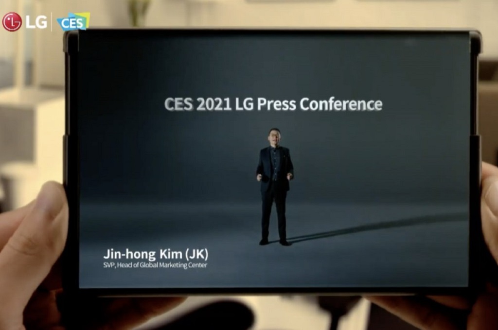 LG merilis teaser untuk smartphone layar gulung, yang akan diumumkan di CES 2021.