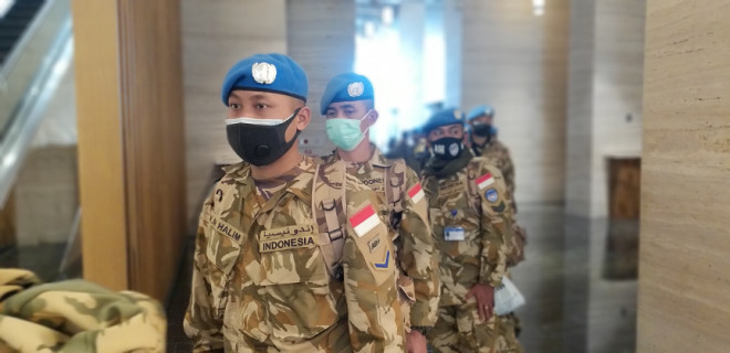 Pasukan Garuda menjalani karantina usai menjalani misi perdamaian. Medcom.id/Kautsar Widya Prabowo