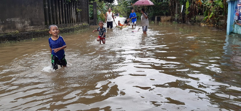 Banjir di Desa Dorang Kabupaten Jepara.(Foto: Medcom.id/Rhobi)