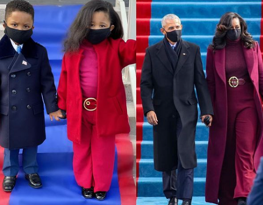 Ryleigh Madison menirukan gaya busana Michelle Obama di acara inagurasi Joe Biden dan Kamala Harris.  (Foto: Dok. Instagram/@its_allry)