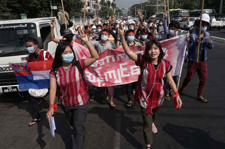 Unjuk Rasa Menentang Kudeta Myanmar Berlanjut