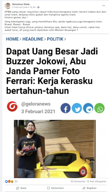 Tangkapan layar informasi yang beredar di media sosial