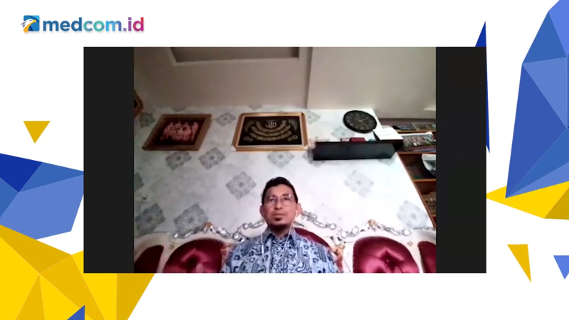 Anggota Fraksi PKS DPR, Bukhori Yusuf dalam diskusi Chrosscheck by Medcom.id, dengan tema 'Khilafah Berkedok Pasar Muamalah?'.