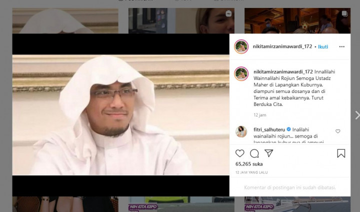 Sempat Berseteru, Nikita Doakan Ustaz Maaher At-Thuwailibi