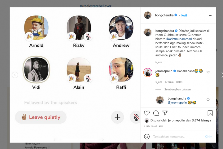 Chef Arnold  sampai Kaesang <i>Ngobrol</i> Seru di Clubhouse, Bahas Soal Sandal