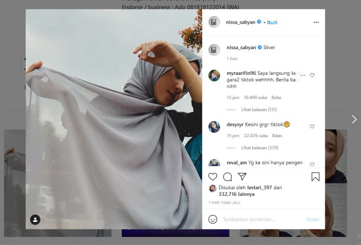 Geger Isu Pelakor, Instagram Nissa Sabyan Diserbu Netizen