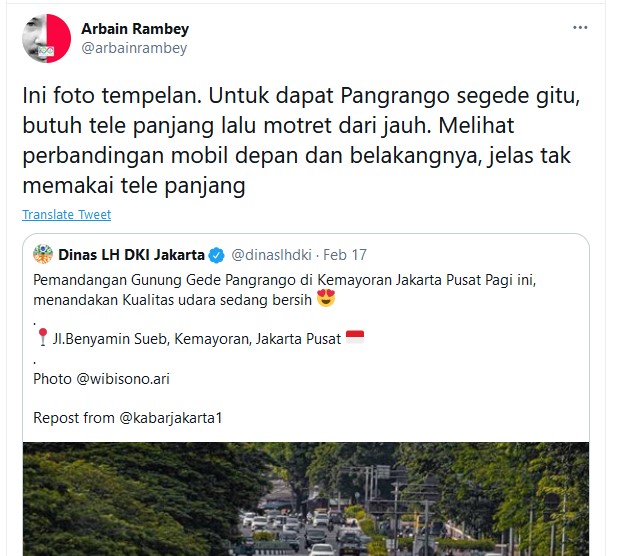 Heboh Gunung Gede Terlihat di Kemayoran, Ini Penjelasan Fotografer Senior
