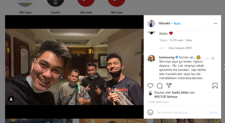 Tak Terima Indonesia Dihina, Baim Wong <i>Unfollow</i> Akun Instagram Dayana