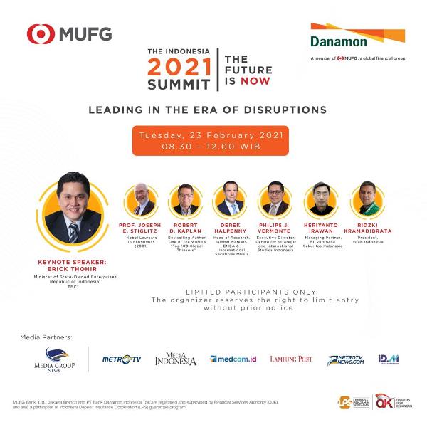 MUFG dan Danamon Bahas Peluang Kebangkitan Ekonomi 2021 di The Indonesia 2021 Summit Jakarta