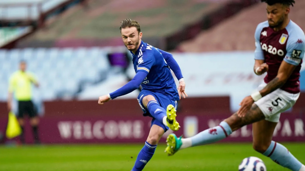 Gelandang Leicester City, James Maddison, mencetak gol ke gawang Aston Villa (premierleague.com)