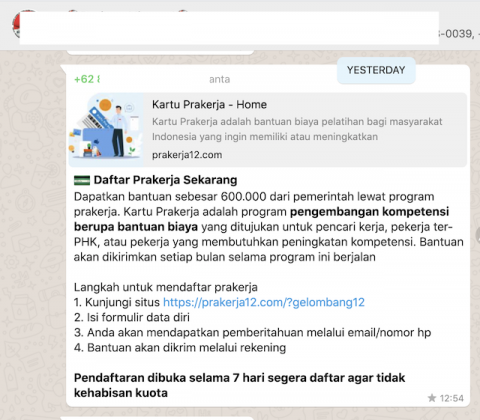 Cek Fakta Beredar Link Bantuan Rp600 Ribu Dari Program Prakerja Ini Faktanya