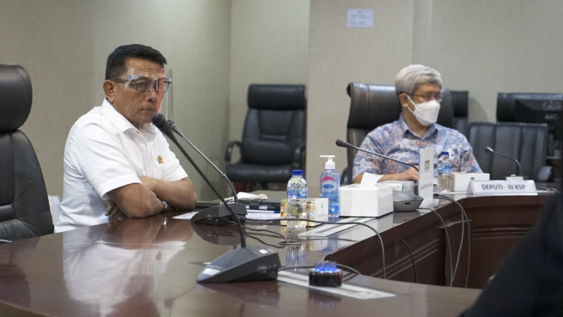 Kepala Staf Kepresidenan Moeldoko saat menerima audiensi dengan Forum Nasabah Korban Jiwasraya (FKNJ) di Gedung Bina Graha, Jakarta. Dok. KSP