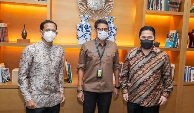 Sandiaga Rangkul Erick dan Nadiem Kembangkan Pariwisata