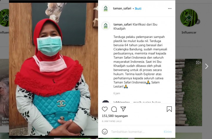 Viral Pengunjung Taman Safari Buang Sampah ke Mulut Kuda Nil, Pelaku Mengaku Kalap