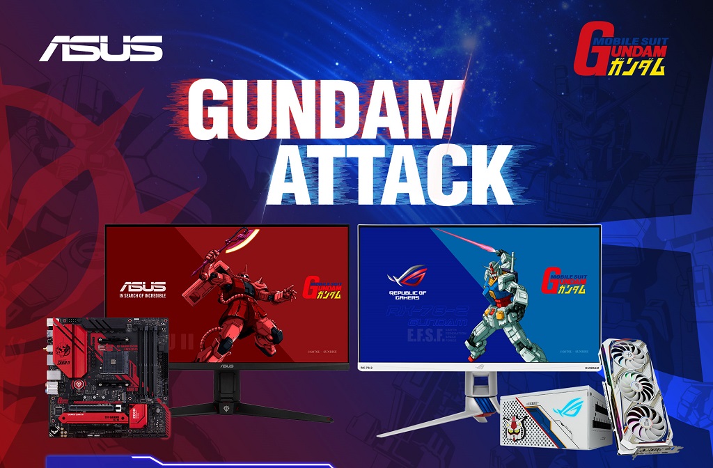 Jajaran hardware Asus bertema Asus X Gundam yang hadir di Indonesia.