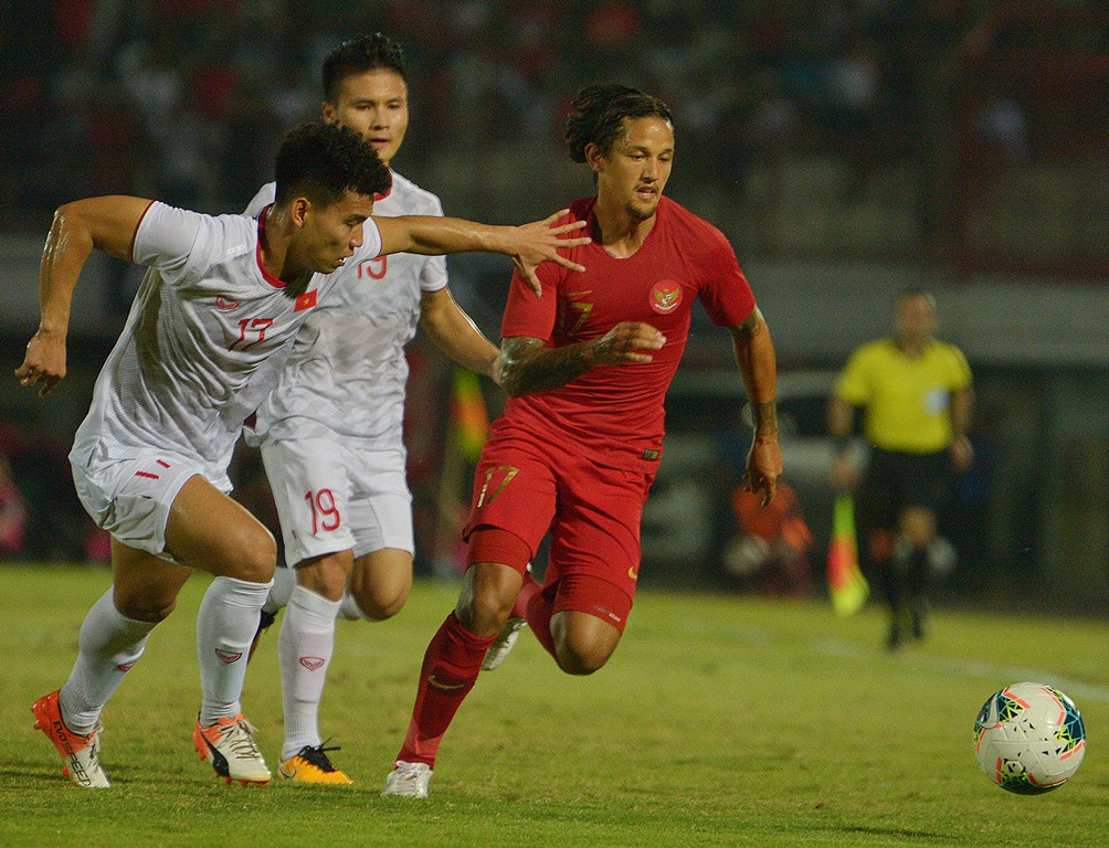 Timnas Indonesia vs Vietnam di ajang Kualifikasi Piala Dunia 2022 zona Asia. (Foto: Antara/Nyoman Budhiana)