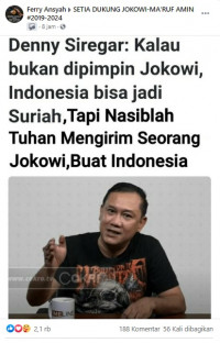 Cek Fakta Denny Siregar Sebut Nasib Tuhan Mengirim Jokowi Untuk Indonesia Ini Faktanya