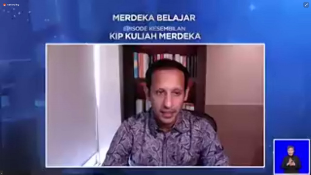 Mendikbud Nadiem Makarim. Tangkapan layar YouTube