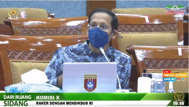 Mendikbud Nadiem Makarim. Tangkapan layar YouTube