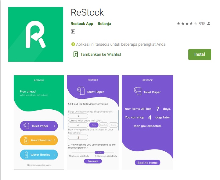Aplikasi Restock di Google Play Store