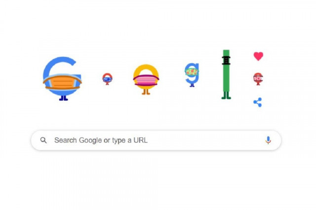 Google menekankan pentingnya penggunaan masker via Doodle
