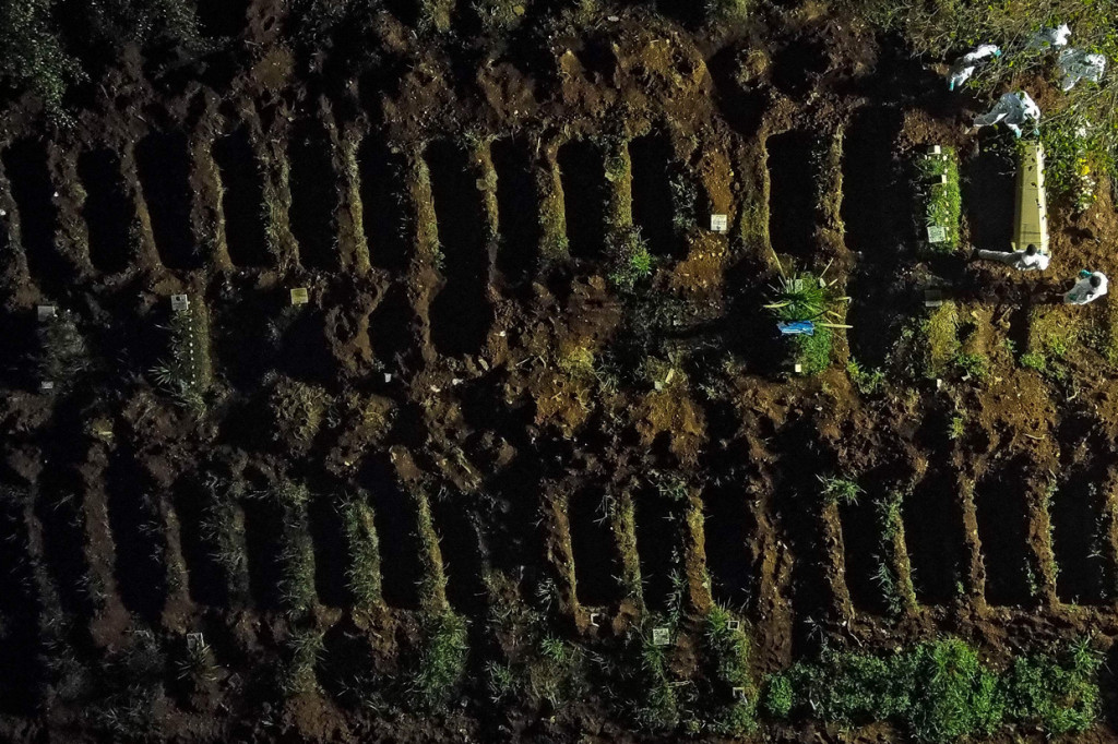 Potret Deretan Lubang Pemakaman Disiapkan untuk Korban Covid-19 di So Paulo