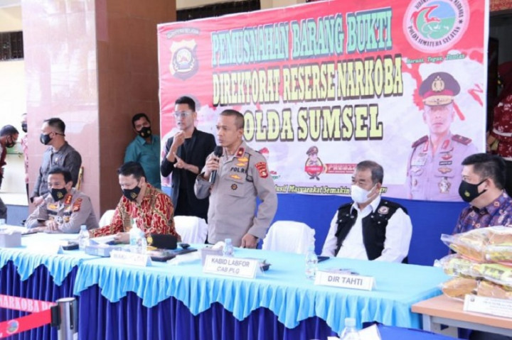 Polda Sumsel Musnahkan 25 Kg Sabu dan 1.155 Ekstasi