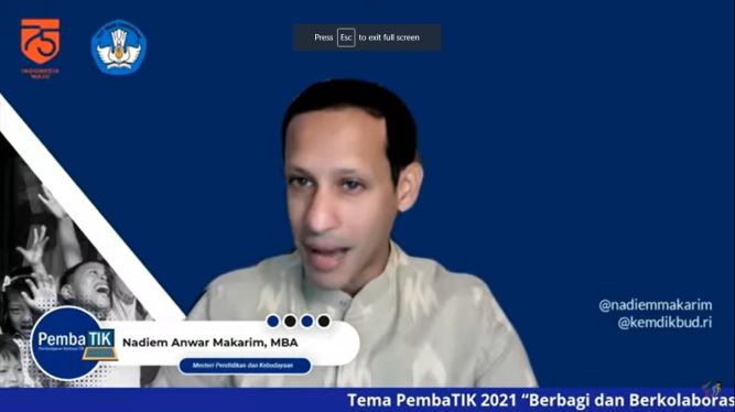 Mendikbud, Nadiem Makarim. Foto: YouTube