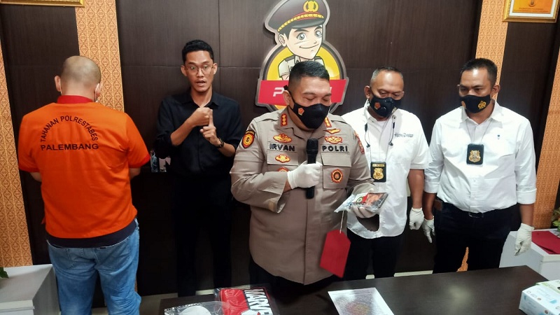 Polrestabes Palembang mengelar rilis kasus penganiayaan perawat di Palembang, Sabtu, 17 April 2021. Foto: Medcom.id/Gonti Hadi Wibowo