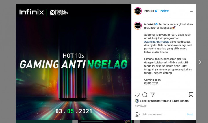 Bocoran Desain Infinix Hot 10S Muncul, Kolaborasi Mobile Legends: Bang Bang