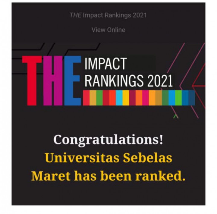 Pertama Masuk THE Impact Ranking, UNS Masuk 201-300 Terbaik Dunia